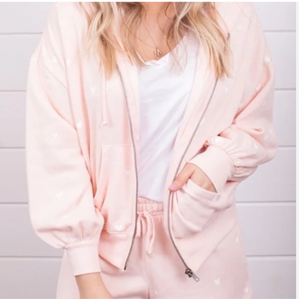 Z Supply Cropped Heart Hooded Sweatshirt